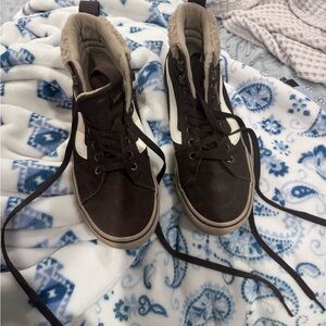SOLD Vans Beige High-Top Sneakers with Dark Brown Trim